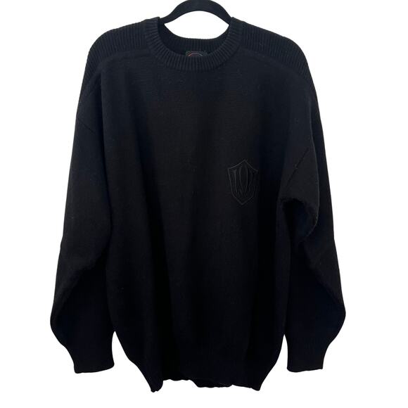 Bogner Vintage Hong Kong Wool Acrylic Sweater in Black Size L 90s Luxury Ski - Picture 1 of 10